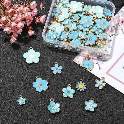 60Pcs 10 Styles Alloy Enamel Pendants FIND-CJ0002-33-1