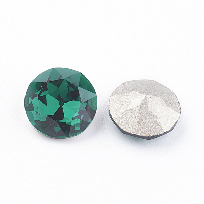 Pointed Back & Back Plated Glass Rhinestone Cabochons RGLA-J012-8mm-205-1