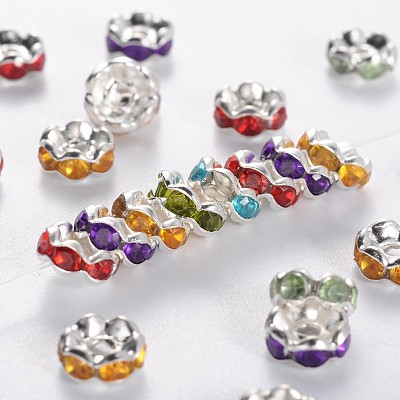 Brass Acrylic Rhinestone Spacer Beads RSB6mm-1