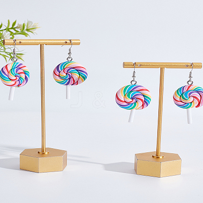 2 Pairs Lollipop Polymer Clay Dangle Earrings for Women EJEW-LP0001-49-1