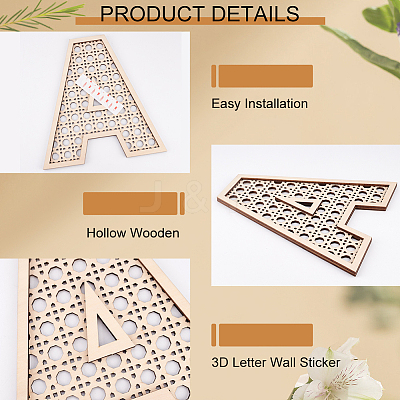 Hollow Wooden 3D Letter Wall Stickers HJEW-WH0043-57A-1