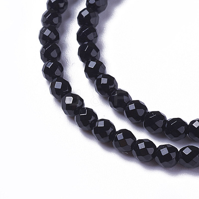 Natural Dyed & Heated Black Onyx Beads Strands X-G-F596-28-2mm-1