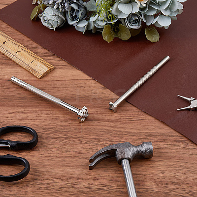 2Pcs 2 Styles DIY Alloy Steel Leathercraft Stamps TOOL-GF0003-53A-1