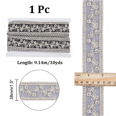 Polyester Hollow Embroidered Lace Trim OCOR-WH0079-13B-1