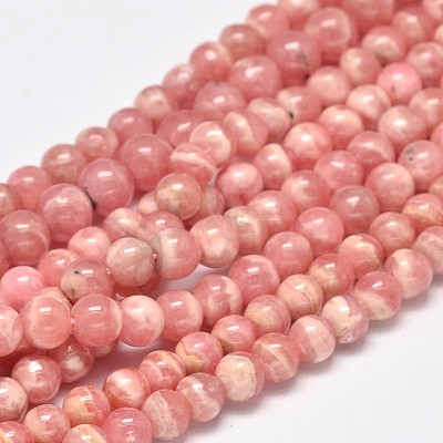 Round Natural Rhodochrosite Bead Strands G-F289-21-5mm-1