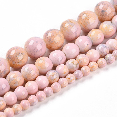 Baking Paint Glass Beads Strands DGLA-N003-8mm-C01-1