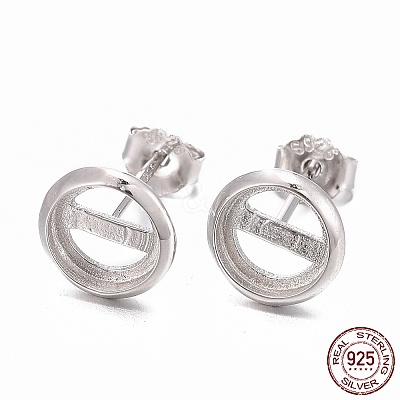 Anti-Tarnish Rhodium Plated 925 Sterling Silver Stud Earring Settings STER-F032-04P-1