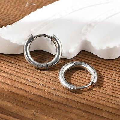 Tarnish Resistant 202 Stainless Steel Huggie Hoop Earrings EJEW-O087-06F-P-1