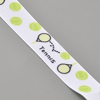 5 Yards Tennis Print Polyester Grosgrain Ribbon OCOR-WH0085-64C-1