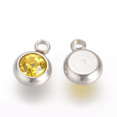 201 Stainless Steel Rhinestone Charms X-STAS-S068-11-1