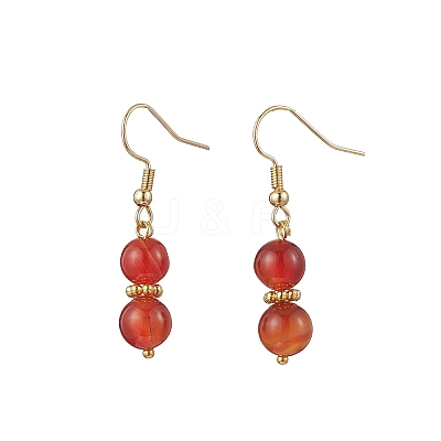 Round Natural Banded Agate Dangle Earrings EJEW-JE06466-1