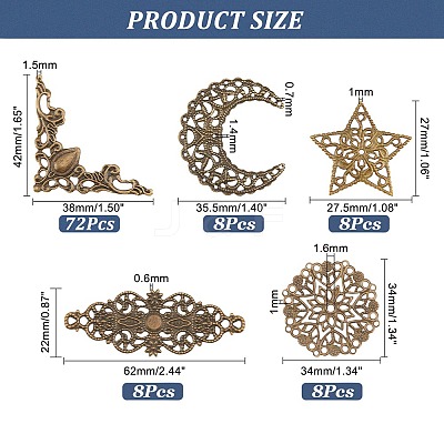 5 Style Iron Filigree Joiners Links IFIN-PH0001-97AB-1