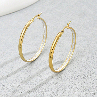 Vintage Stainless Steel Hoop Earrings ZA9910-1