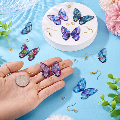 DIY Butterfly Wings Epoxy Resin Dangle Earring Making Kits DIY-TA0012-74-1
