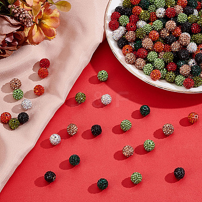 320Pcs 8 Colors Handmade Polymer Clay Rhinestone Beads RB-HY0001-07-1