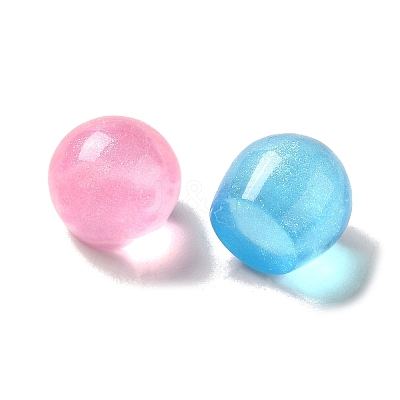 Transparent Resin Sphere Decoden Cabochons with Glitter Powder X-RESI-E053-08A-1