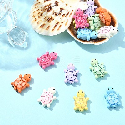 14Pcs 7 Colors Spray Painted Alloy Beads with Glitter Sheet FIND-CJ0003-39-1