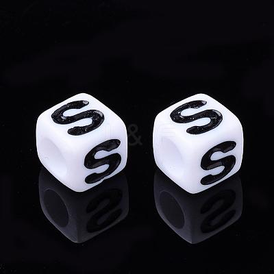Acrylic Horizontal Hole Letter Beads PL37C9129-S-1