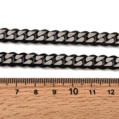 Ion Plating(IP) Matte Style 304 Stainless Steel Cuban Link Chain Necklaces for Men NJEW-B116-05B-1