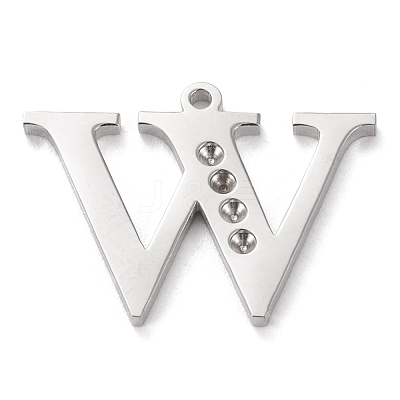 Tarnish Resistant 304 Stainless Steel Letter Pendant Rhinestone Settings STAS-J028-01W-1