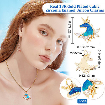 6Pcs Rack Plating Brass Micro Pave Cubic Zirconia Pendants KK-BBC0003-15-1