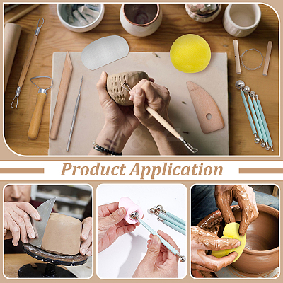 32Pcs 4 Styles Wood Double Heads Modeling Clay Sculpting Tools Set TOOL-BC0003-39-1