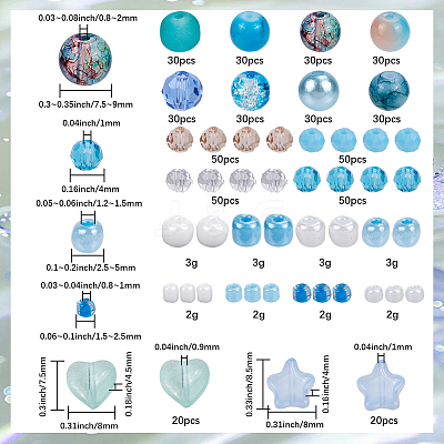 DIY Round Acrylic & Glass Beads Jewelry Making Findings Kits DIY-SP0003-01D-1