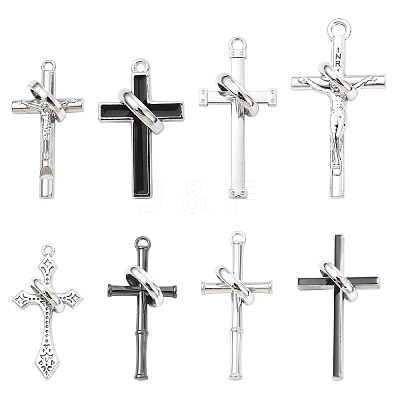 8Pcs 8 Styles Tibetan Style Alloy Big Pendants FIND-CJ0005-85-1