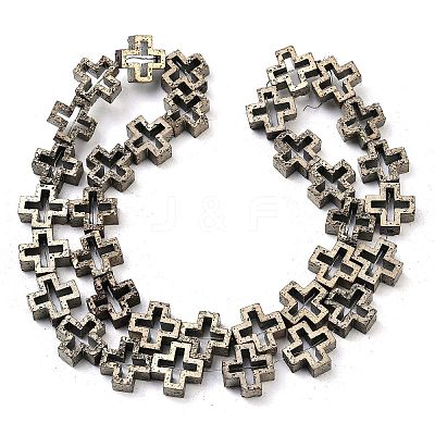 Electroplated Natural Lava Rock Beads Strands G-K388-02G-1
