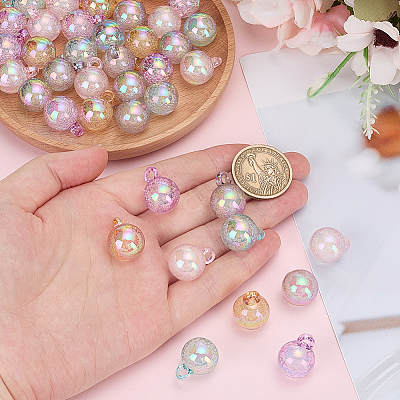 50Pcs 5 Colors Transparent Acrylic Pendants MACR-SP0002-39-1