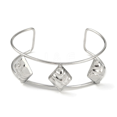 Non-Tarnish 304 Stainless Steel Wide Textured Open Cuff Bangles BJEW-Q348-05P-13-1
