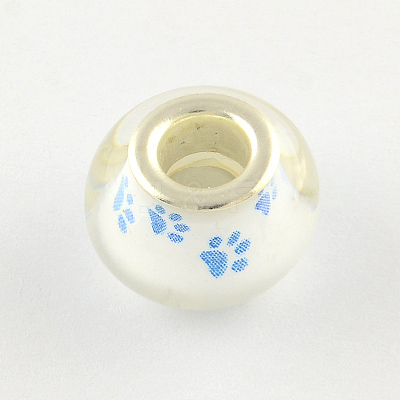 Large Hole Dog Paw Prints Pattern Resin European Beads OPDL-Q129-187A-1