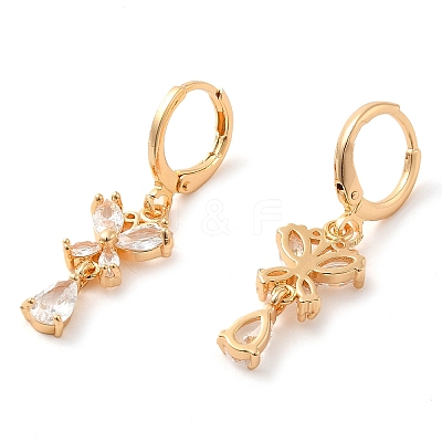 Rack Plating Golden Brass Dangle Leverback Earrings EJEW-B037-12G-1