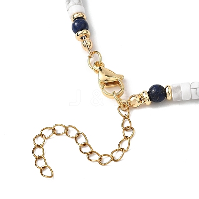 Round Natural Lapis Lazuli & Natural Howlite Heishi Beaded Necklaces NJEW-JN05662-1