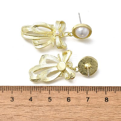 Bowknot Brass Dangle Stud Earrings EJEW-H156-04LG-1