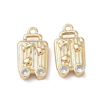 Brass Clear Cubic Zirconia Pendants KK-C168-05G-1