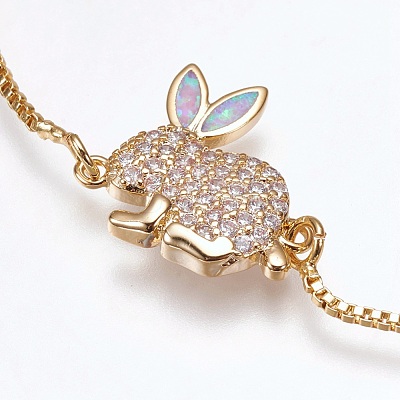 Adjustable Brass Bunny Bolo Bracelets BJEW-G593-07G-1