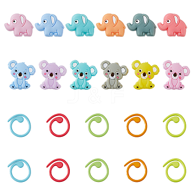 12Pcs Baking Paint Zinc Alloy Knitting Stitch Marker Rings DIY-DC0002-32-1
