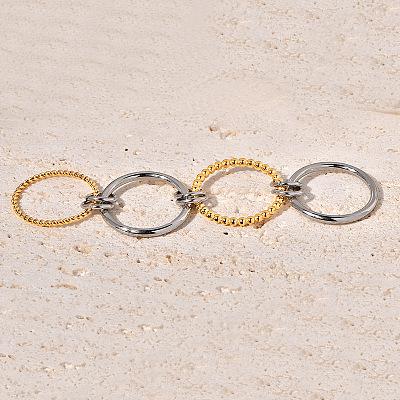 Twist 304 Stainless Steel Finger Rings for Women WG52099-01-1
