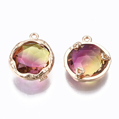 Two-Tone Faceted Glass Charms GLAA-S193-032D-1