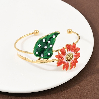 304 Stainless Steel Enamel Cuff Bangles for Women LS-BJEW-A049-02B-G-1