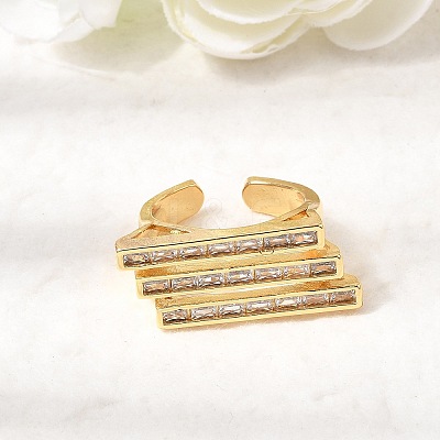 Brass Micro Pave Cubic Zirconia Cuff Rings for Women LS-RJEW-K312-01B-G-1