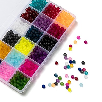 18 Colors Transparent Glass Beads FGLA-X0001-04A-6mm-1
