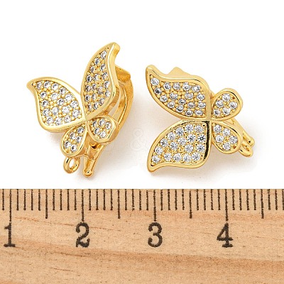Rack Plating Brass Micro Pave Clear Cubic Zirconia Twister Clasps KK-B093-28G-1
