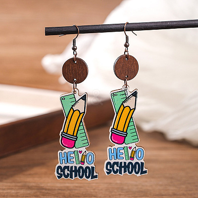Teachers' Day Printed Wooden Dangle Earrings for Teachers FS-WG20E88-03-1