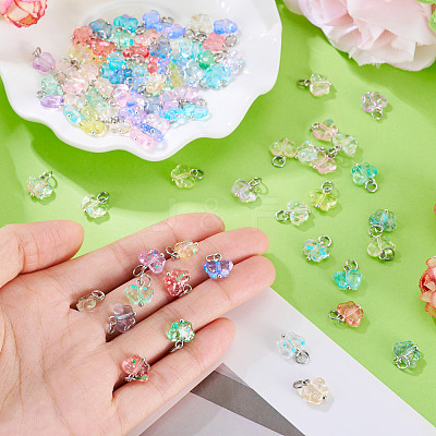 100Pcs 10 Style Transparent Acrylic Pendants PALLOY-TAC0229-1