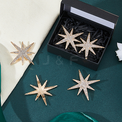 6Pcs Star Alloy Rhinestone Lapel Pins for Backpack Clothes JEWB-DC0001-39KCG-1