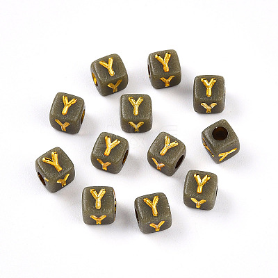 Plating Acrylic Beads OACR-N140-01G-Y-1