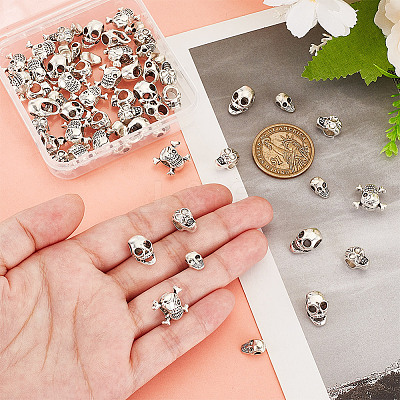 60Pcs 4 Styles Halloween Theme Tibetan Style Alloy Beads FIND-HY0003-84-1