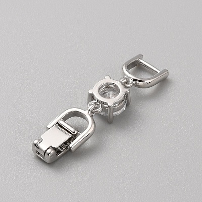 Extender Clasps Brass Cubic Zirconia Fold Over Extension Clasps Golden and Platinum Watch Band Extension Clasps  KK-WH20004-02A-P-1